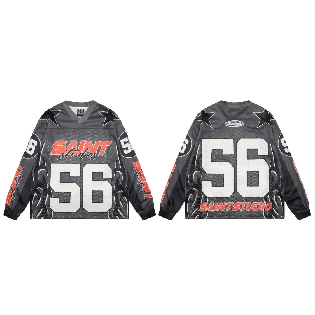 SAINT MICHAEL mesh splicing long-sleeved vintage bottoming shirt Style number: S3607 Size: M L XL Wholesale price: 136 Color: Picture color